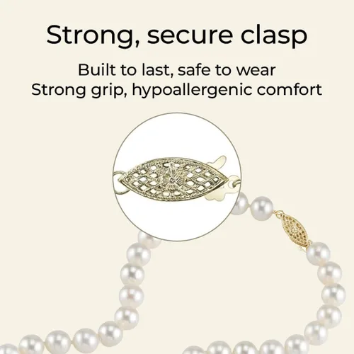 Vista 7 de The Pearl Source Real Pearl Necklace for Women with AAA+ Quality Round White Freshwater Genuine Cultured Pearls