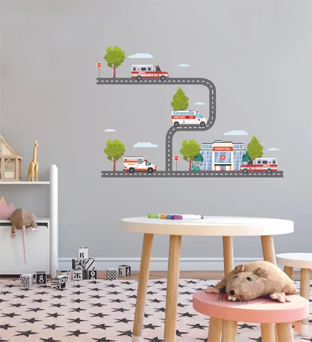 Vista 20 de The City - Vinilo adhesivo de vinilo para habitación de niños, camión de basura, colección de residuos sólidos, para dormitorio de niños, sala