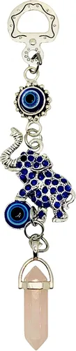 Vista 9 de LUCKBOOSTIUM Colgante de elefante feliz con azul, blanco y negro, adorno colgante de coche y piedra preciosa de dije – Accesorios para espejo