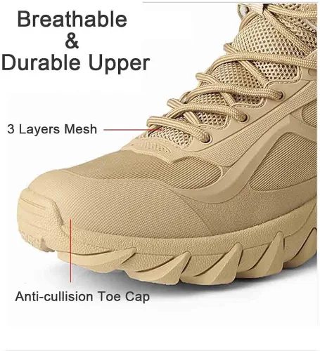 Vista 3 de Einplus Botas tácticas militares de combate para hombre, resistentes al agua, ligeras, botas de trabajo