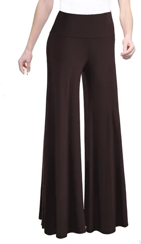 Vista 27 de Made By Johnny MBJ - Pantalones Palazzo de pierna ancha sólidos y teñidos con técnica batik, cómodos y casuales para mujer (XS~5XL)