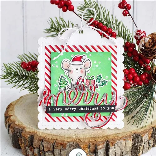 Vista 4 de Sellos transparentes de ratón de Navidad y juegos de troqueles para hacer tarjetas, plantillas de corte para álbumes de recortes, álbum de fotos