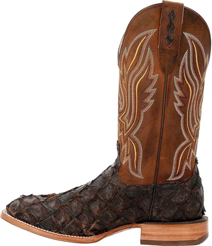 Vista 5 de Durango Exotic Pirarucu Skin Western - Botas para hombre con punta cuadrada ancha