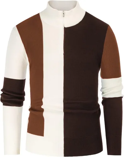 Vista 2 de GRACE KARIN Mens Chic Stand Collar Zip Sweaters Lightweight Thermal Turtlenecks Pullover Green