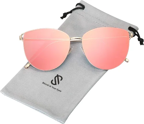 Vista 2 de SOJOS SJ1085 - Lentes de sol planos con espejo para mujer