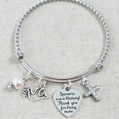 Vista 2 de Regalo de patrocinador de confirmación, los patrocinadores son una pulsera de bendición, pulsera de agradecimiento por ser mío, regalo