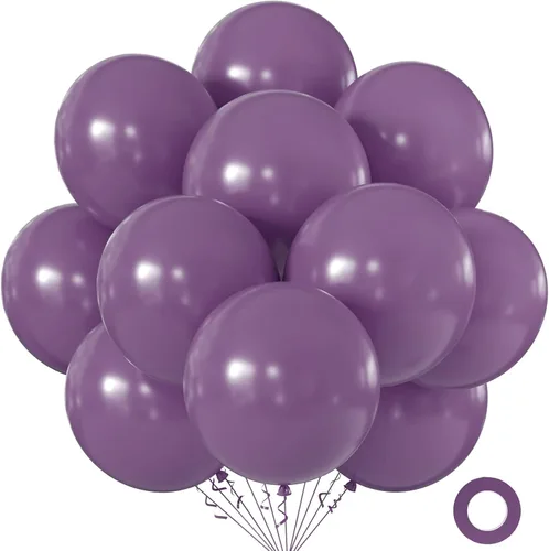 Vista 28 de KALOR Globos color morado ceniza de 18 pulgadas, 10 globos de látex mate, globos redondos grandes para bodas, baby shower, fiestas de cumpleaños