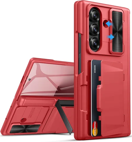 Vista 13 de Funda para Samsung Galaxy Z Fold 7 con Portarjetas, Integrado y Protector de Pantalla y Protección de Bisagra y Cubierta Deslizante para Cámara Negro