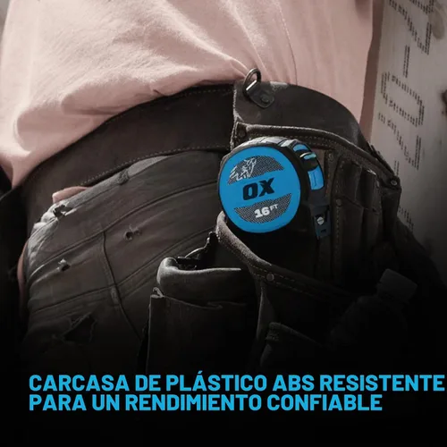 Vista 6 de OX Tools Tuff Blade - Cinta métrica magnética de construcción a prueba de golpes con doble gancho magnético - Hoja de 1 1/4 pulgadas de ancho