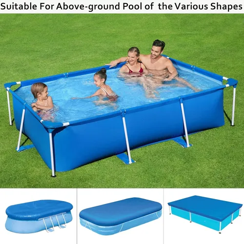 Vista 9 de Vanexiss - Cubierta para piscina, marco de 120 x 80 pulgadas, cubierta de piscina con cuerdas, rectangular, resistente a los rayos UV, cubierta