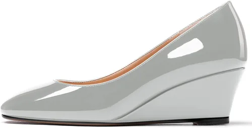 Vista 2 de WAYDERNS Zapatos de tacón bajo con punta cuadrada de charol para mujer, 2 pulgadas