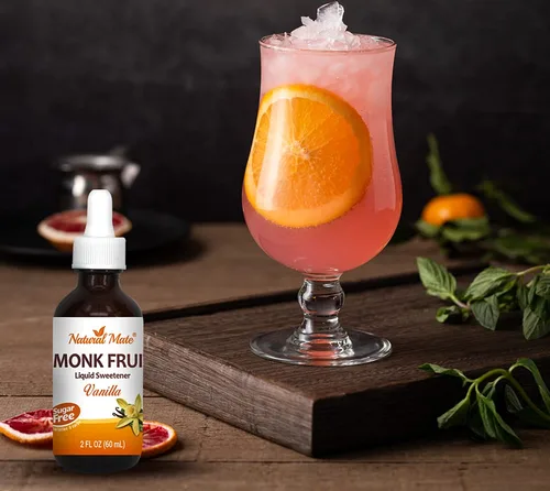 Vista 3 de Edulcorante líquido saborizado de fruta de monje optimizado con eritritol 2oz - Sabor vainilla 1 paquete