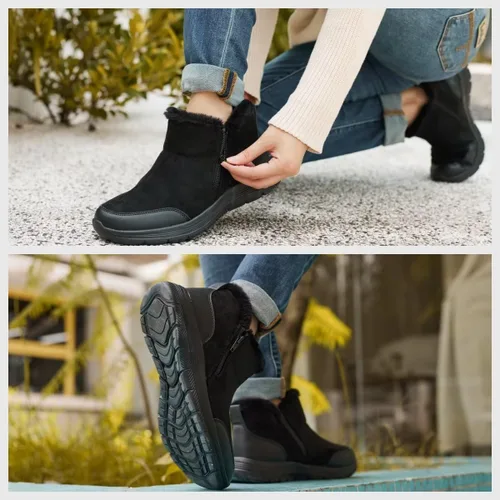 Vista 4 de TIOSEBON Botas de invierno con forro de piel para mujer, antideslizantes, resistentes