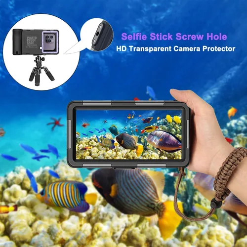 Vista 3 de Funda de teléfono de buceo subacuático para esnórquel, profesional de 50 pies/49.2 ft, impermeable, para iPhone 17/16/15/14/13/Pro Max, Samsung