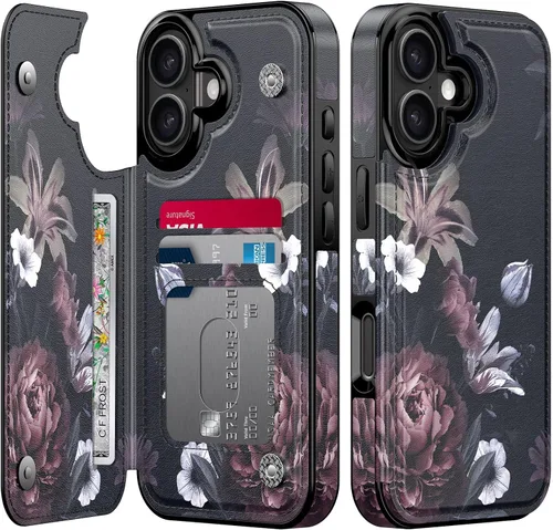 Vista 393 de LETO para iPhone 15 Pro Funda tipo cartera - Tapa tipo folio con patada - Diseños de moda - Tarjetero - Funda protectora para mujeres y niñas - 6.1