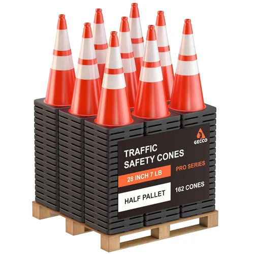 Vista 8 de GECCO ™ Paquete de 6 conos de tráfico naranjas resistentes de 28 pulgadas, 7 libras, conos de seguridad duraderos, conos naranjas, conos