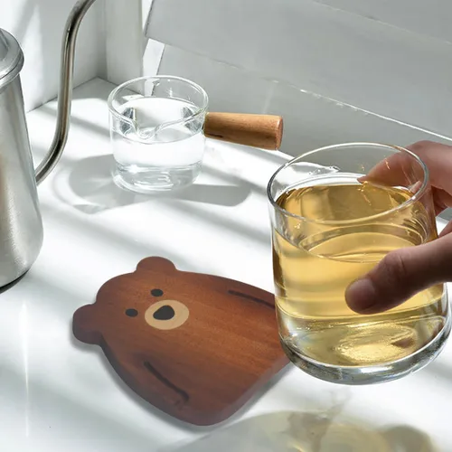 Vista 6 de Posavasos de madera absorbentes para bebidas, hechos a mano con múltiples incrustaciones de madera, juegos de posavasos de madera Sapele para mesa