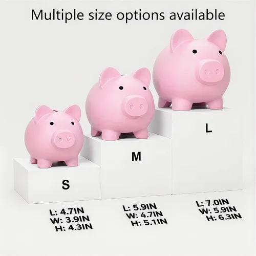 Vista 2 de Alcancía para Sbrvaniy Piggy Coin Banks para niños y niñas, mi primer banco de dinero de plástico irrompible tamaño S/M/L decoración ahorro Navidad