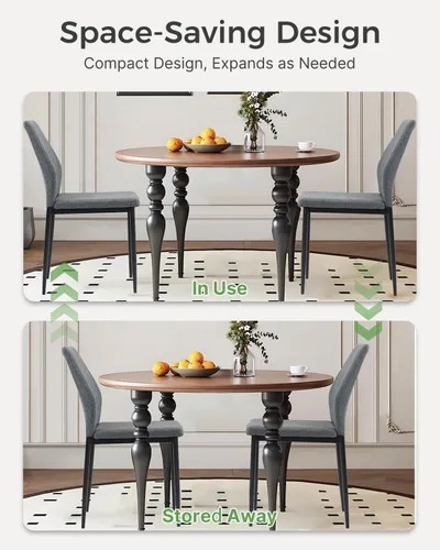 Vista 4 de Juego de 4 Sillas de Comedor, Sillas de Comedor de Madera Tapizadas, Sillas de Cocina de Tela Moderna de Mediados de Siglo con Patas de Metal, Tela