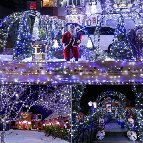 Vista 7 de Brizled - Luces de Navidad azules y blancas, 100 luces led de 33 pies/10 metros de 5 mm de ancho, luces de Navidad de cuerda mini, conectables, UL