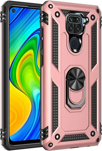 Vista 3 de Funda para Redmi Note 9/Redmi 10X 4G M2003J15SC con protector de pantalla de vidrio templado, [grado militar] [anillo de metal] [soporte magnético]