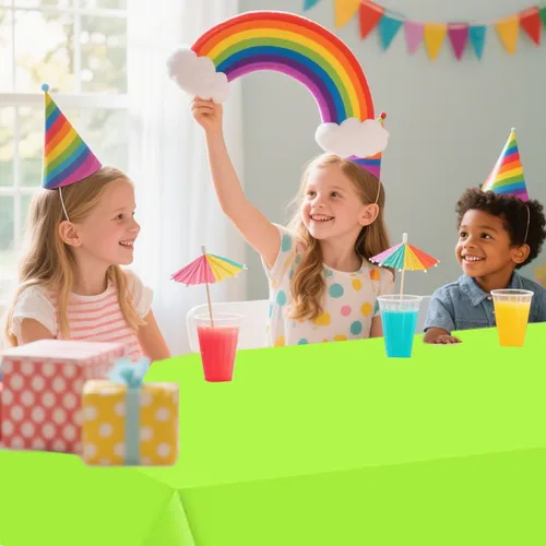 Vista 6 de Mantel de arco iris de plástico impermeable de plástico mexicano para fiesta mexicana, fundas rectangulares desechables para noche de taco, fiesta