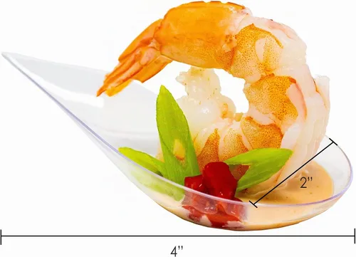 Vista 4 de Paquete de 48 Cucharitas Pequeñas en Forma de Gota Transparentes Mini Platos para Aperitivos Mini Cucharas de Postre de Plástico de Grado