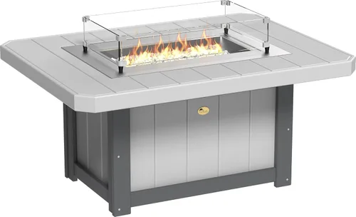 Vista 17 de LuxCraft Mesa rectangular de gas propano de 51 pulgadas para patio al aire libre con protector contra el viento de vidrio templado y cubierta