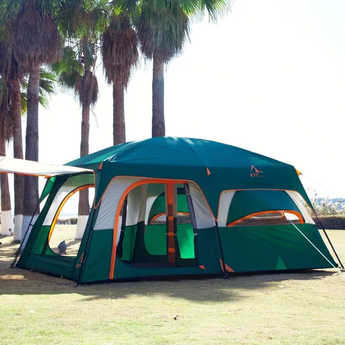 Vista 6 de KTT Extra Large Tent 6-10-12-14 Person(Style-B),Family Cabin Tents,2 Rooms,3 Doors and 3 Windows with Mesh,Straight Wall,Waterproof,Double Layer,Big