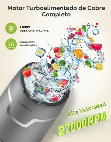 Vista 2 de Batidora de Smoothies, Licuadora Personal de 1100W para Batidos y Smoothies, Combo de Licuadoras y Molinillo para Cocina con 2 * 22 Oz Vasos Para