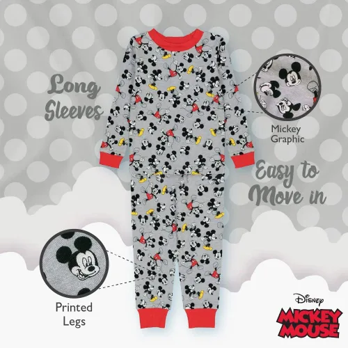 Vista 5 de Disney Boys' Mickey Mouse Snug Fit Cotton Pajamas