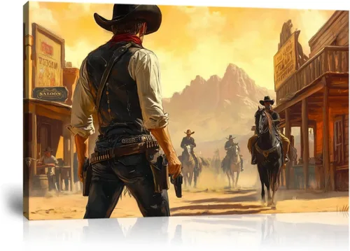 Vista 24 de Arte de pared de vaquero occidental Imágenes de mujeres vaquero Impresiones Póster de lienzo del suroeste Arte de decoración de pared occidental