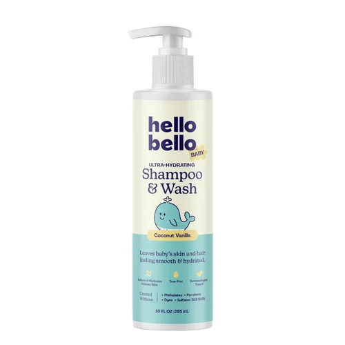 Vista 8 de Hello Bello Champú y gel de baño para niños, fórmula hipoalergénica suave, vegano y libre de crueldad, aroma cremoso de coco, 10 onzas líquidas