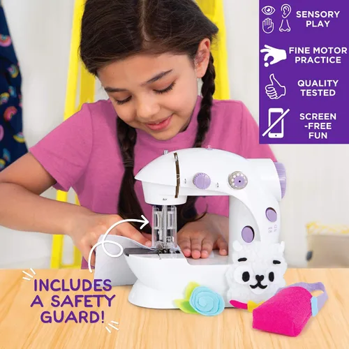 Vista 4 de Made By Me Mi propia máquina de coser para principiantes, máquina de coser portátil con batería para niños de 8 años en adelante, incluye tela