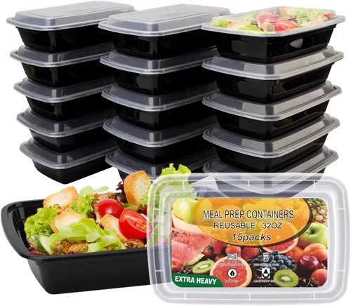 Vista 9 de Ezalia Paquete de 15 recipientes de preparación de comidas reutilizables de 24 onzas, recipientes de plástico para preparación de alimentos