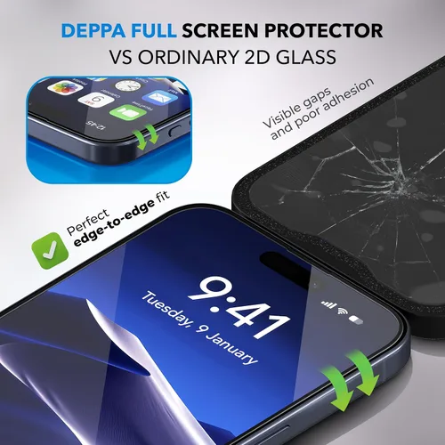 Vista 3 de Deppa Pack de 2 Protector de pantalla para iPhone Air (6.5") con bandeja de instalación inteligente Libre de polvo y burbujas Vidrio