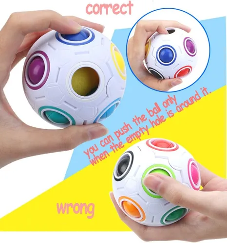 Vista 2 de TANCH Bola Mágica de Arco Iris Rompecabezas Cubo Fidget, Bola de Alivio del Estrés, Juegos de Ingenio y Rompecabezas, Juguetes para Niños y Adultos