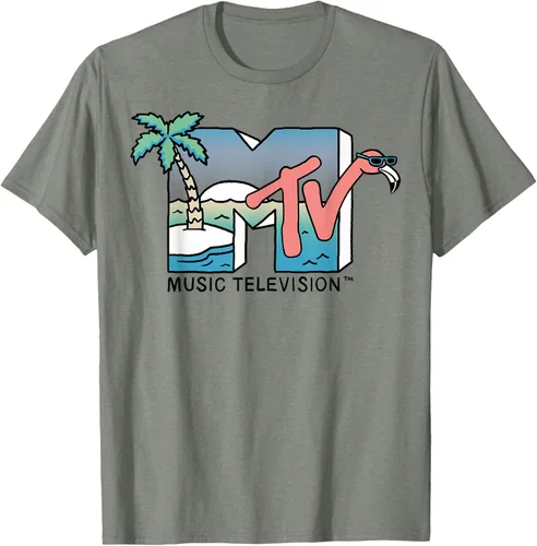 Vista 7 de MTV Camiseta con logotipo de flamenco de Beach Island Blanco