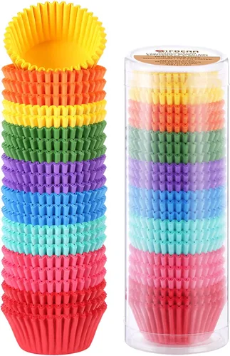 Vista 8 de Gifbera Bright Rainbow Standard Cupcake Liners - Tazas de papel colorido sólido para hornear, 400
