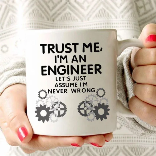 Vista 2 de MAUAG Taza de café Funny Engineer Unique Idea, Trust Me, I'm an Engineer, taza de cerámica blanca, 11 onzas