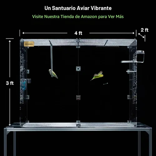 Vista 3 de GuineaLoft™ Jaula de pájaros de acrílico personalizada cristalina Modelo-ET2