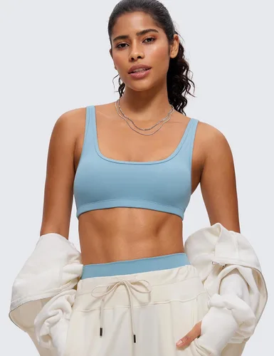 Vista 54 de CRZ YOGA Butterluxe - Mini brasier para mujer, cuello redondo, de bajo impacto, inalámbrico, deportivo, yoga, acolchado, para entrenamiento