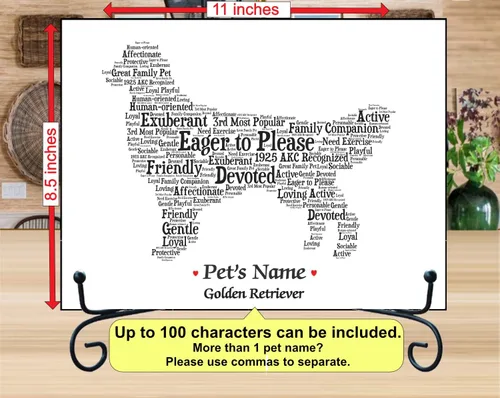 Vista 2 de PetArt.us Golden Retriever – Impresión artística personalizada – Nombre de mascota personalizado, regalo para los amantes de los perros o recuerdo