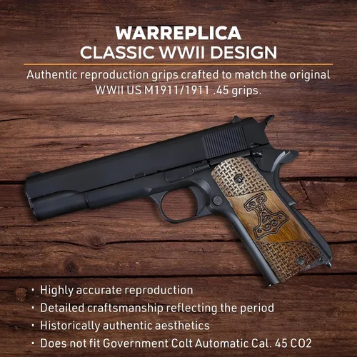 Vista 21 de WWII US M1911 / 1911 .45 Puños de madera - Reproducción