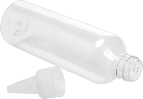 Vista 4 de MOUYAT 80 botellas de plástico de 4 onzas a granel con tapa superior giratoria, botellas de plástico transparente de 4.1 fl oz para condimentos