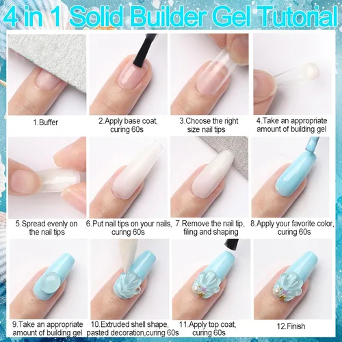 Vista 5 de Gel de escultura 3D para arte de uñas, 2 piezas de gel sólido no pegajoso para crear esculturas a mano y geles de moldeo 3D duros con Pro Brush UV