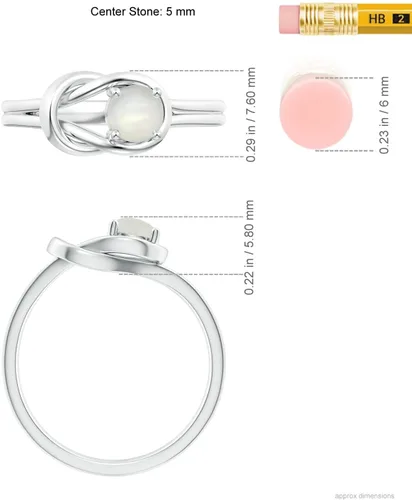 Vista 5 de Angara Anillo solitario de piedra lunar natural para mujeres y niñas en plata de ley, oro macizo de 14 quilates, regalo de joyería de piedra natal