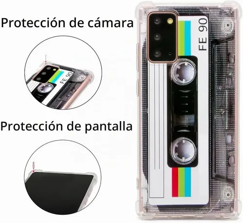 Vista 3 de FAteamll Funda para Galaxy Note 20 con esquinas reforzadas TPU suave parachoques retro cassette cinta caso compatible con Samsung Galaxy Note 20