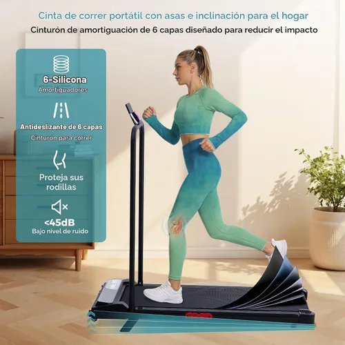 Vista 6 de Caminadora portátil con inclinación y asas para el hogar