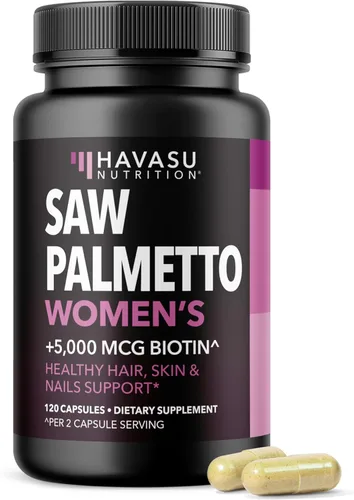 Vista 10 de Palma Enana Americana para Mujeres con Biotina 5000mcg - Potente Bloqueador de DHT para Apoyar la Salud del Cabello, la Piel y las Uñas - 60